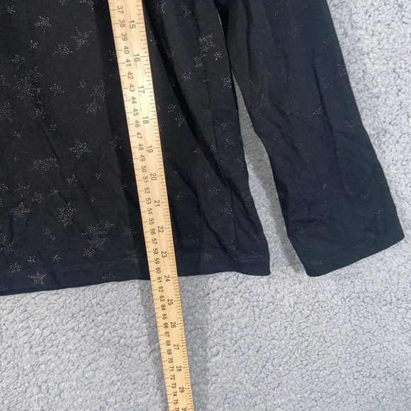 Chico's Zenergy Top Womens 2 Black Star All Over Scoop Neck Long Sleeve Casual - Picture 9 of 12